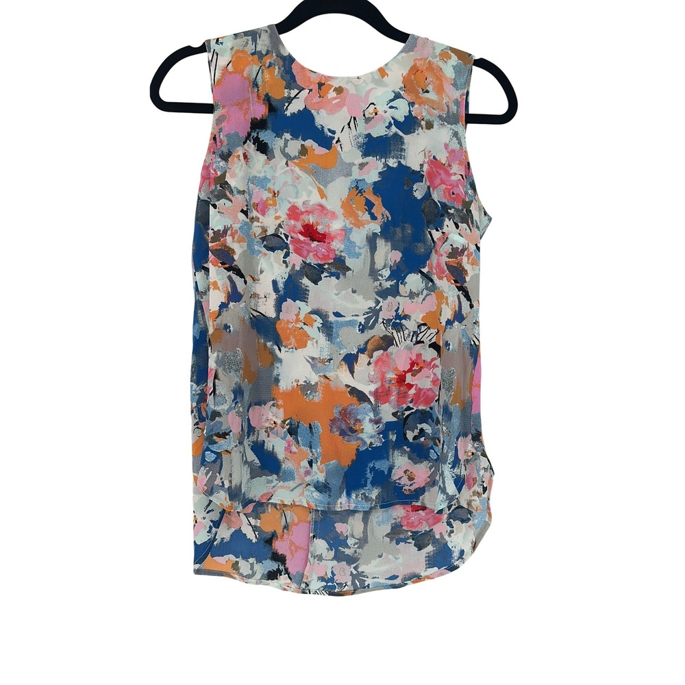 Rose & Olive Floral Print Sleeveless Top Blouse Colorful Summer Casual‎